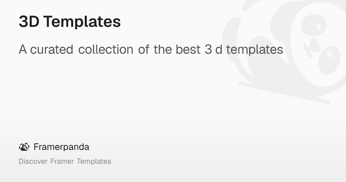 3D Templates – Framerpanda