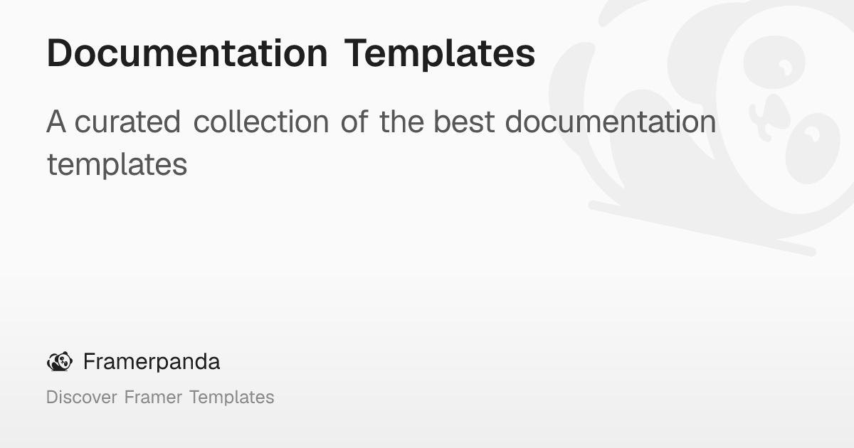 Documentation Templates – Framerpanda