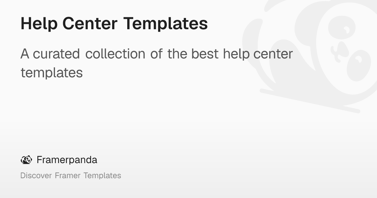Help Center Templates – Framerpanda