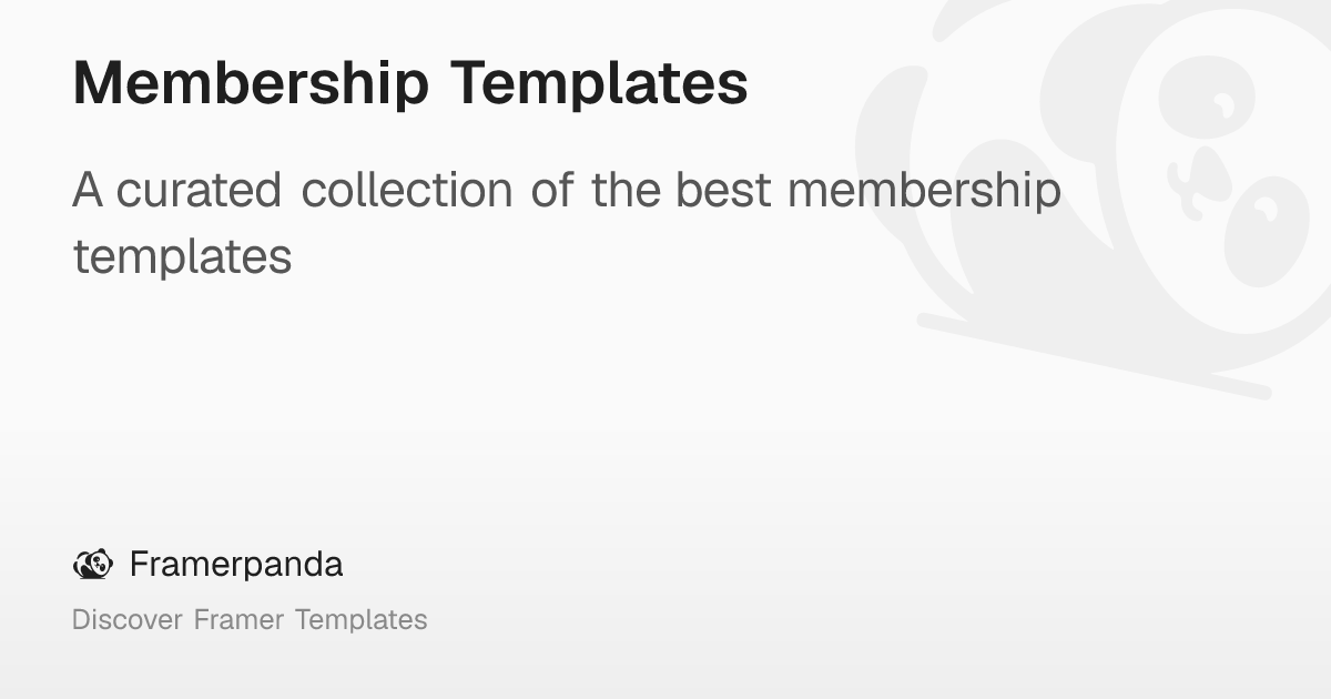 Membership Templates – Framerpanda