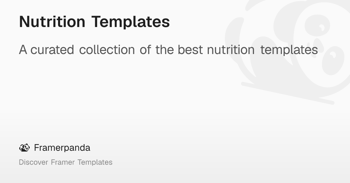 Nutrition Templates – Framerpanda