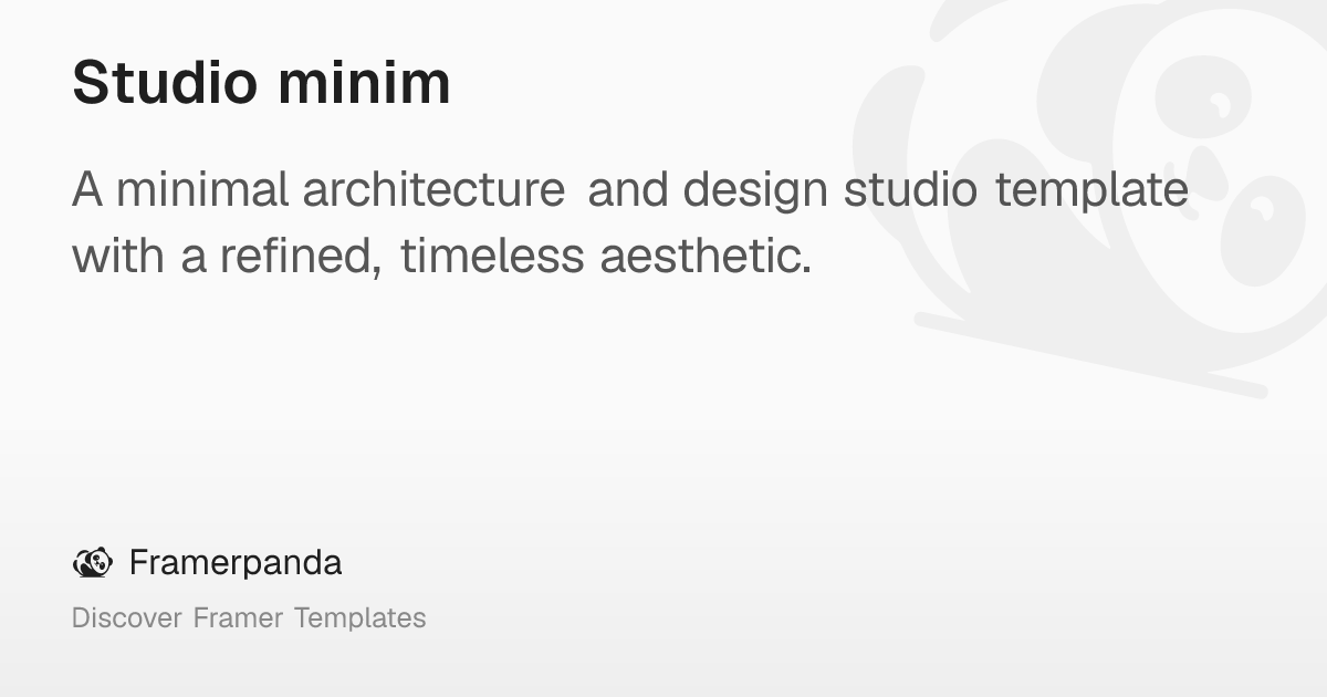 Studio minim – Framerpanda