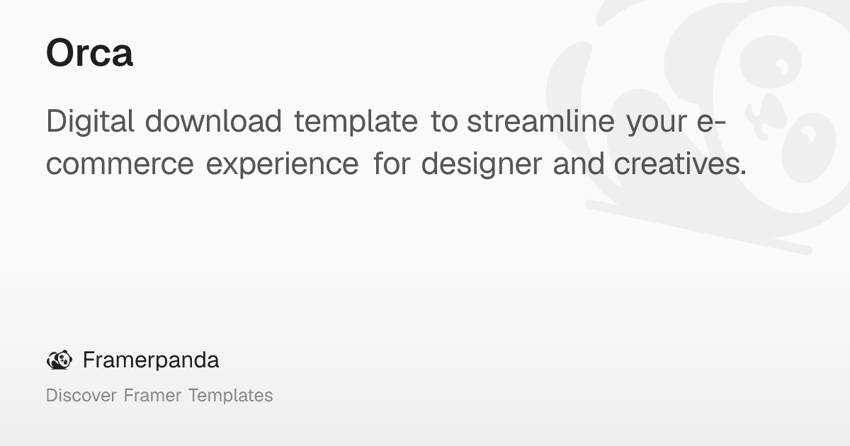 Orca – Framerpanda