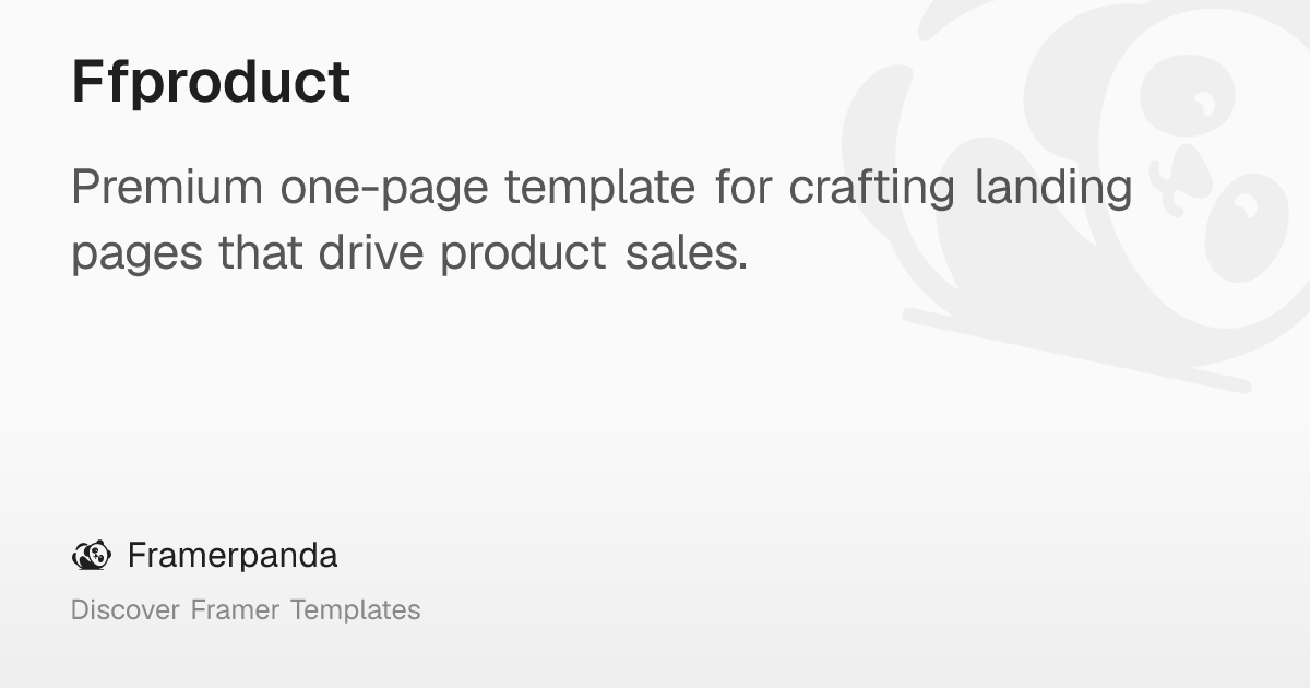 Ffproduct – Framerpanda