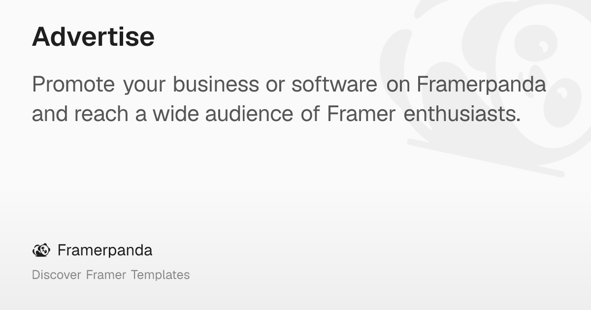 Advertise – Framerpanda