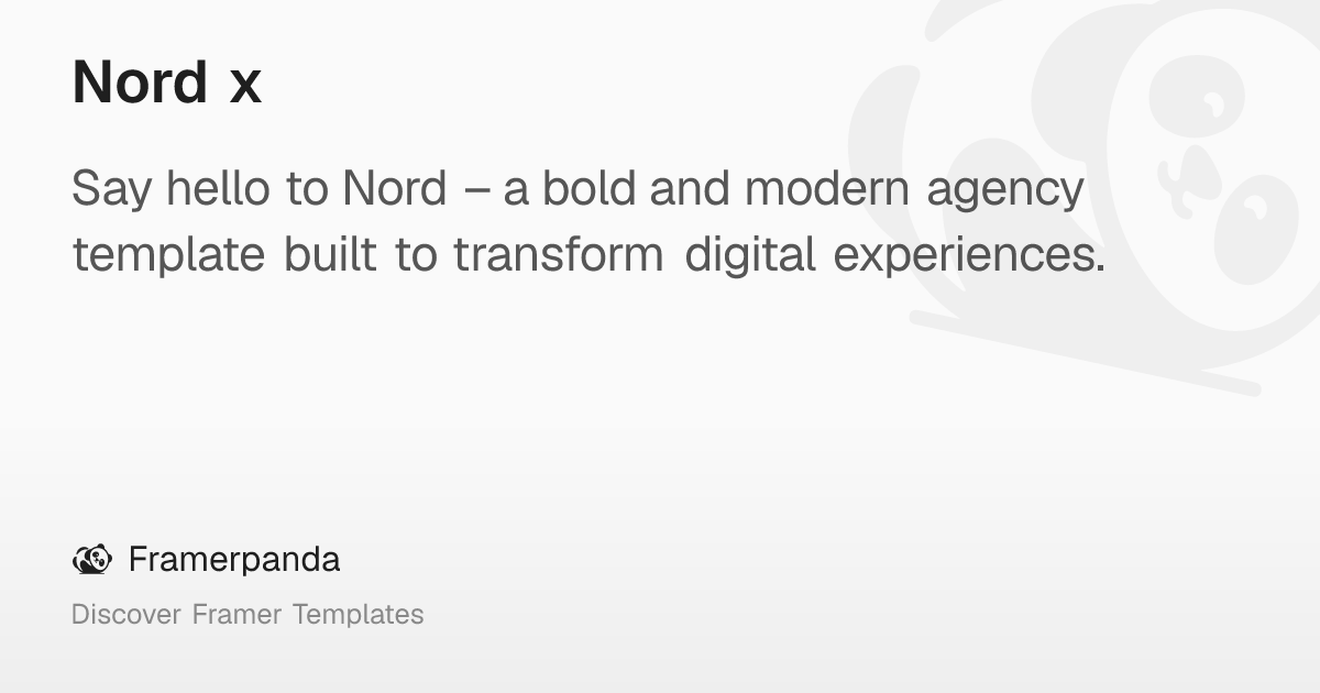 Nord x – Framerpanda