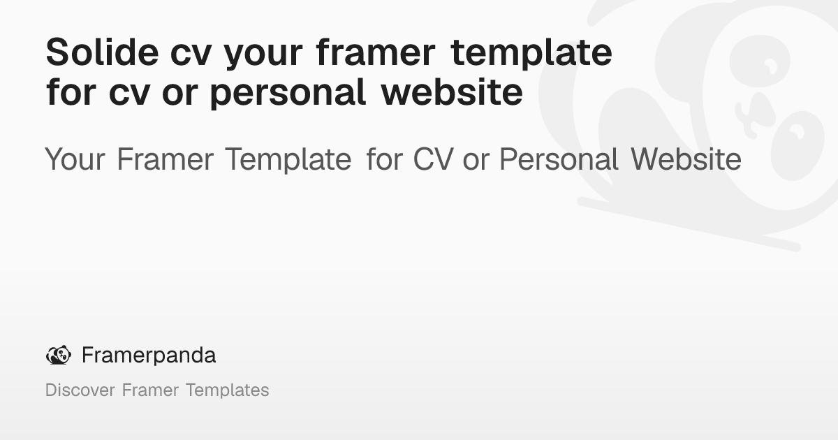 Solide cv your framer template for cv or personal website – Framerpanda