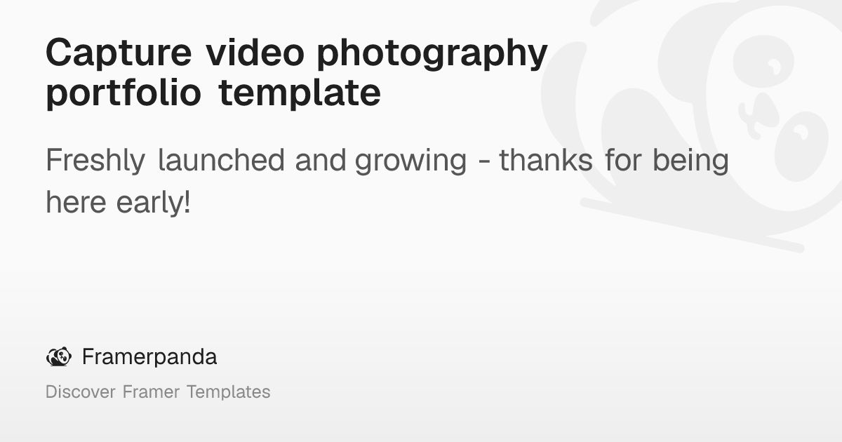 Capture video photography portfolio template – Framerpanda
