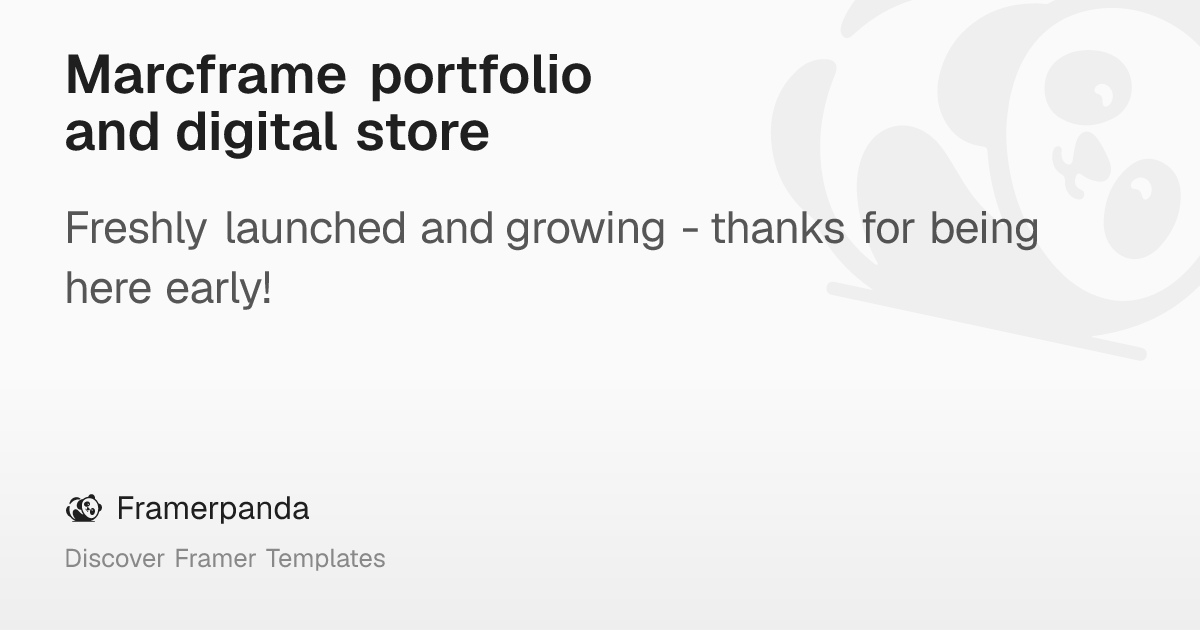 Marcframe portfolio and digital store – Framerpanda