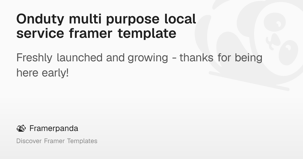 Onduty multi purpose local service framer template – Framerpanda