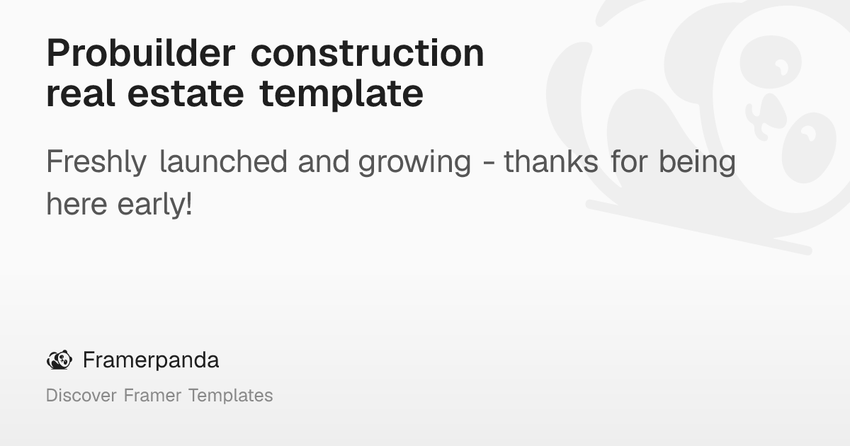 Probuilder construction real estate template – Framerpanda