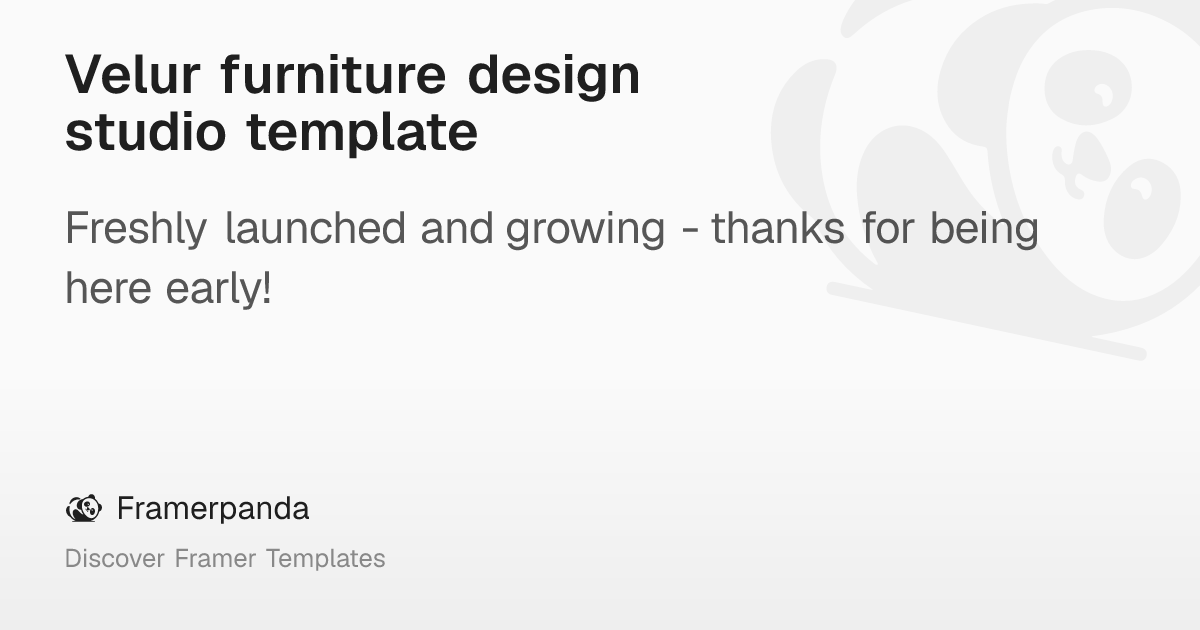 Velur furniture design studio template – Framerpanda